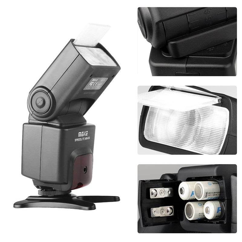 Meike MK430C E-TTL Speedlite Shoe Mount Flash Compatible with Canon 70D 77D 80D Rebel T7i T6i T6s T6 T5i T5 T4i T3i SL2 and Other EOS DSLR Cameras with Standard Hot Shoe - Image 2